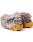Moccasins - Infant - Tan Suede -  Brown Rabbit Fur - YARËNDA'