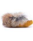 Moccasins - Infant - Tan Suede -  Brown Rabbit Fur - YARËNDA'