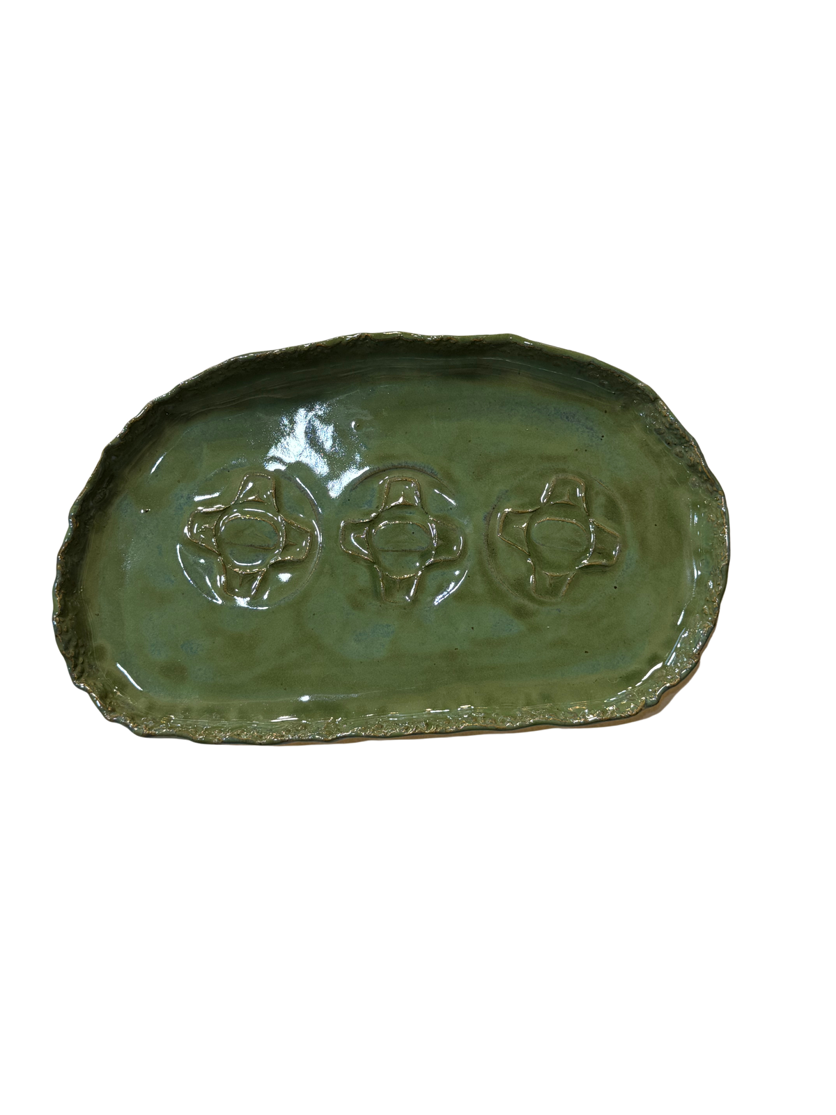 Ceramic Dish - Ovoid - Sun - Green