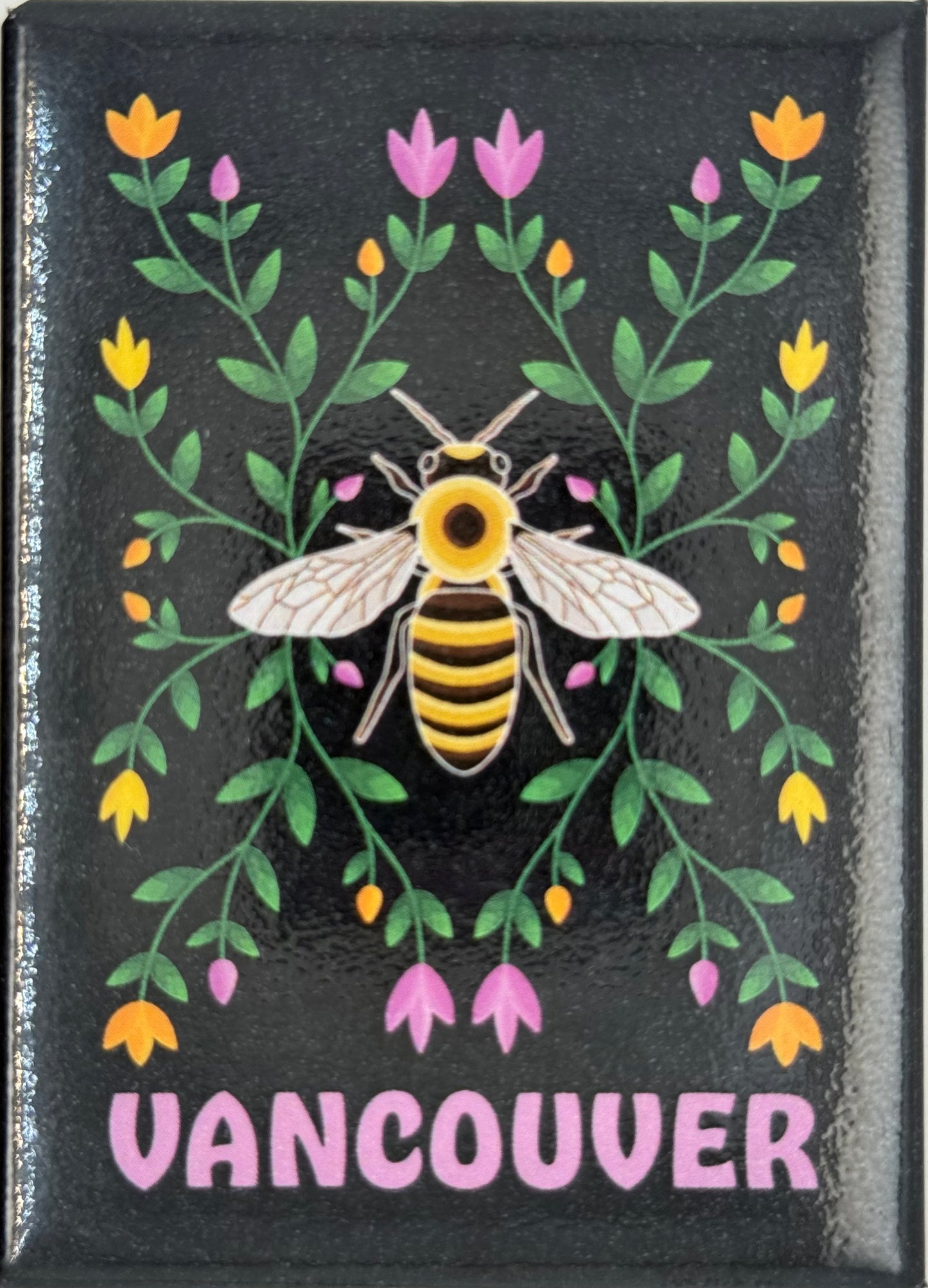 Magnet - Honey Bee and Ojibwe Floral - Vancouver