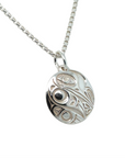 Pendant - Sterling Silver - Round - Hummingbird - Mini - 15mm