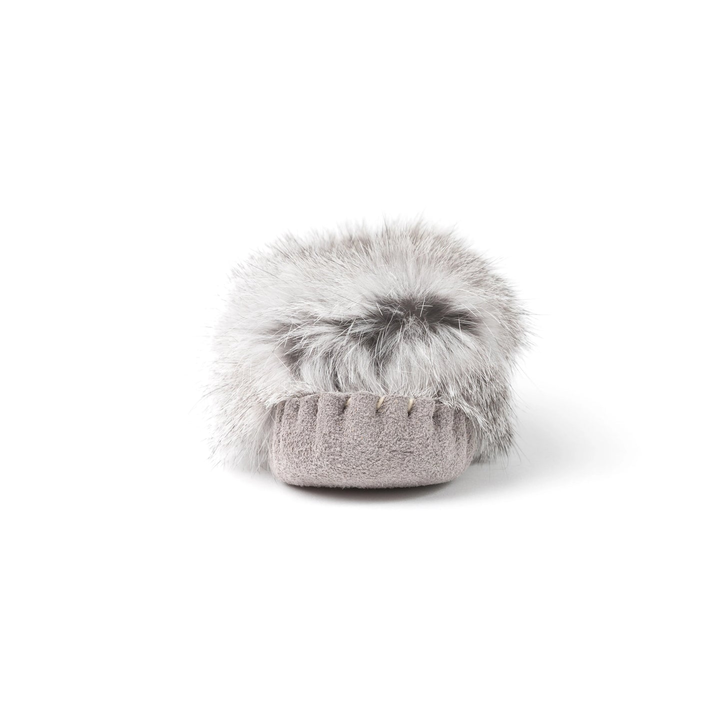 Moccasins - Infant - Grey Suede - Grey Rabbit Fur - YARËNDA'