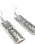 Earrings - Sterling Silver - Rectangle - Eagle & Bear