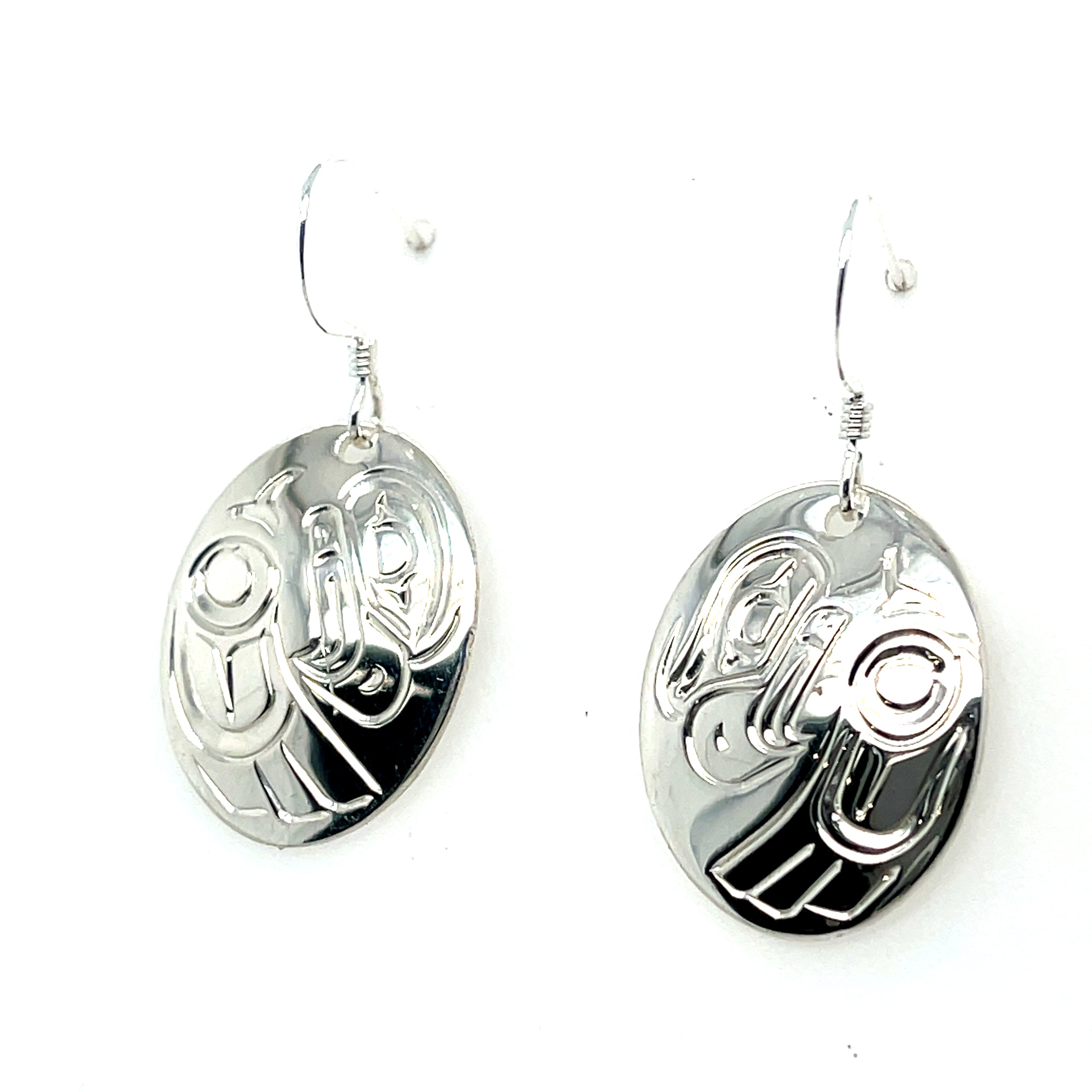 Earrings - Sterling Silver - Oval - Eagle