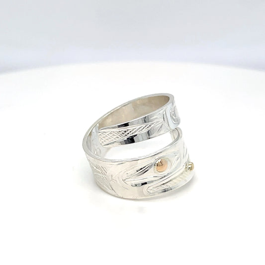 Ring - Gold & Silver - Wrap - Raven - Size 7.5