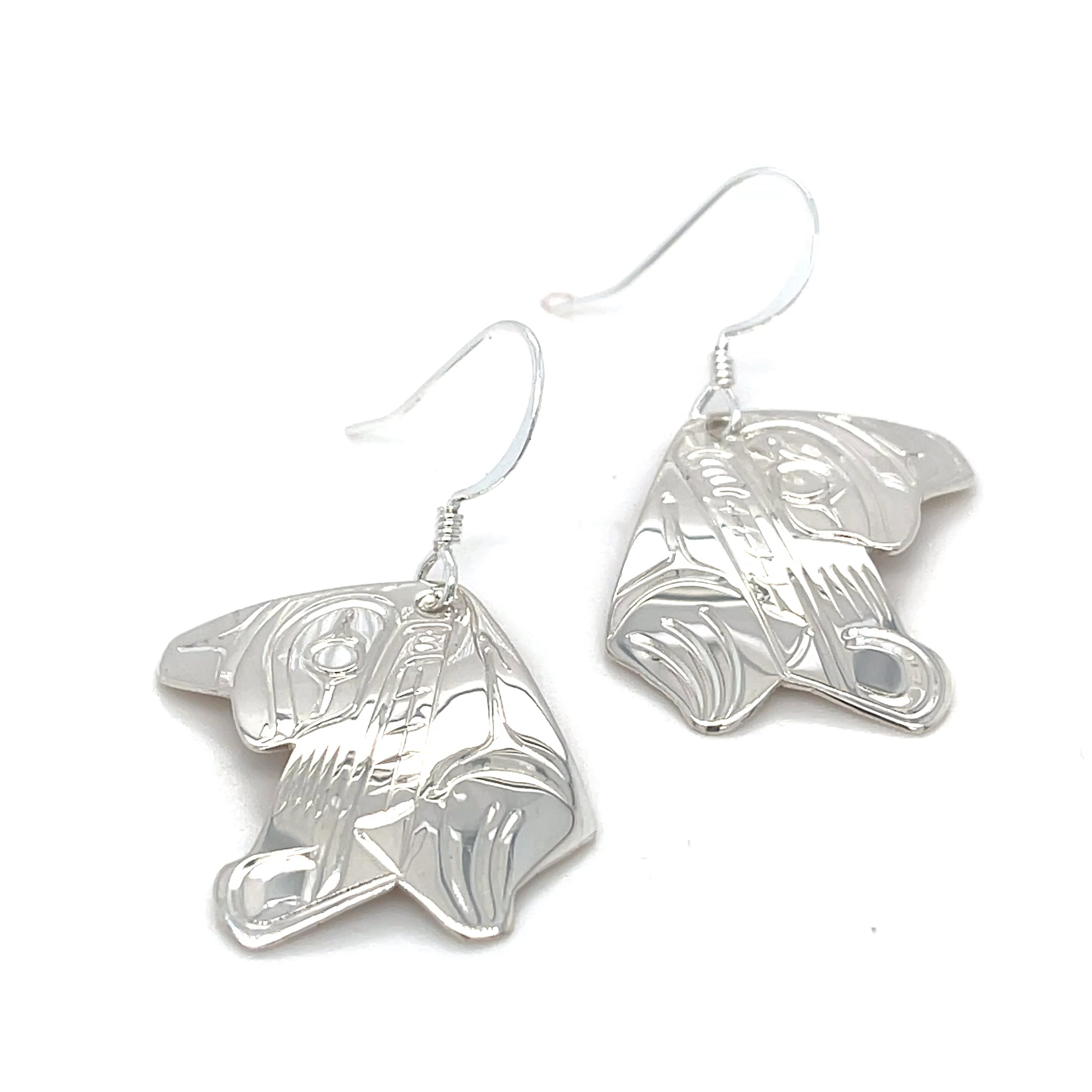 Earrings - Sterling Silver - Cutout - Wolf