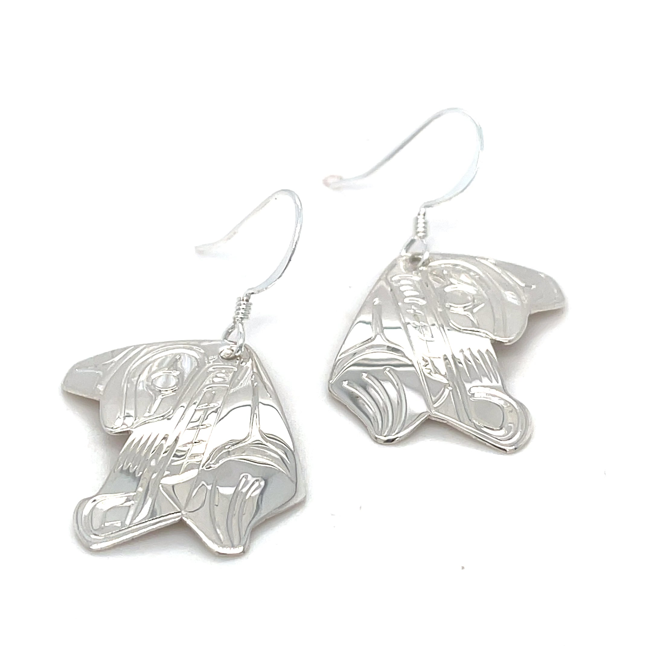 Earrings - Sterling Silver - Cutout - Wolf