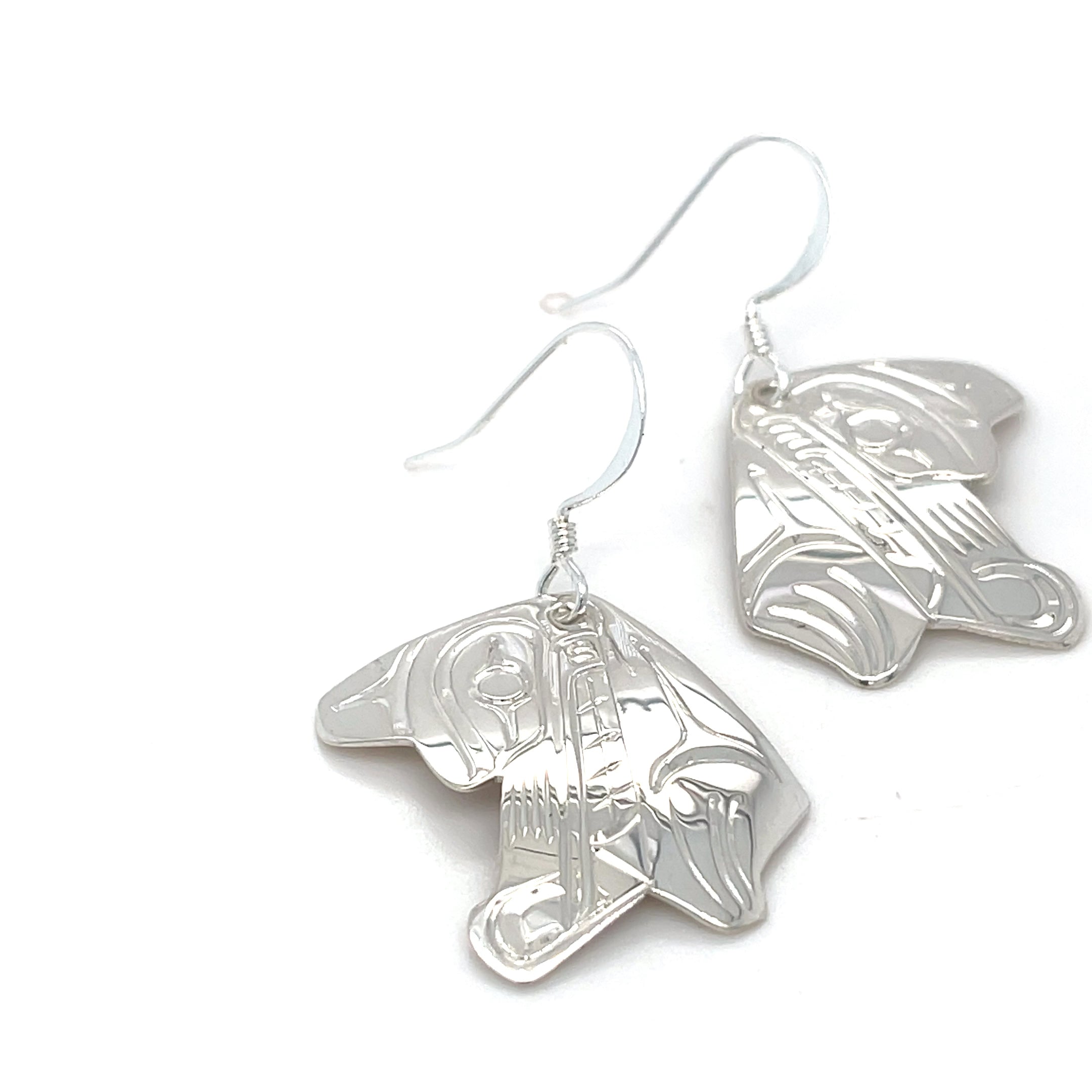 Earrings - Sterling Silver - Cutout - Wolf