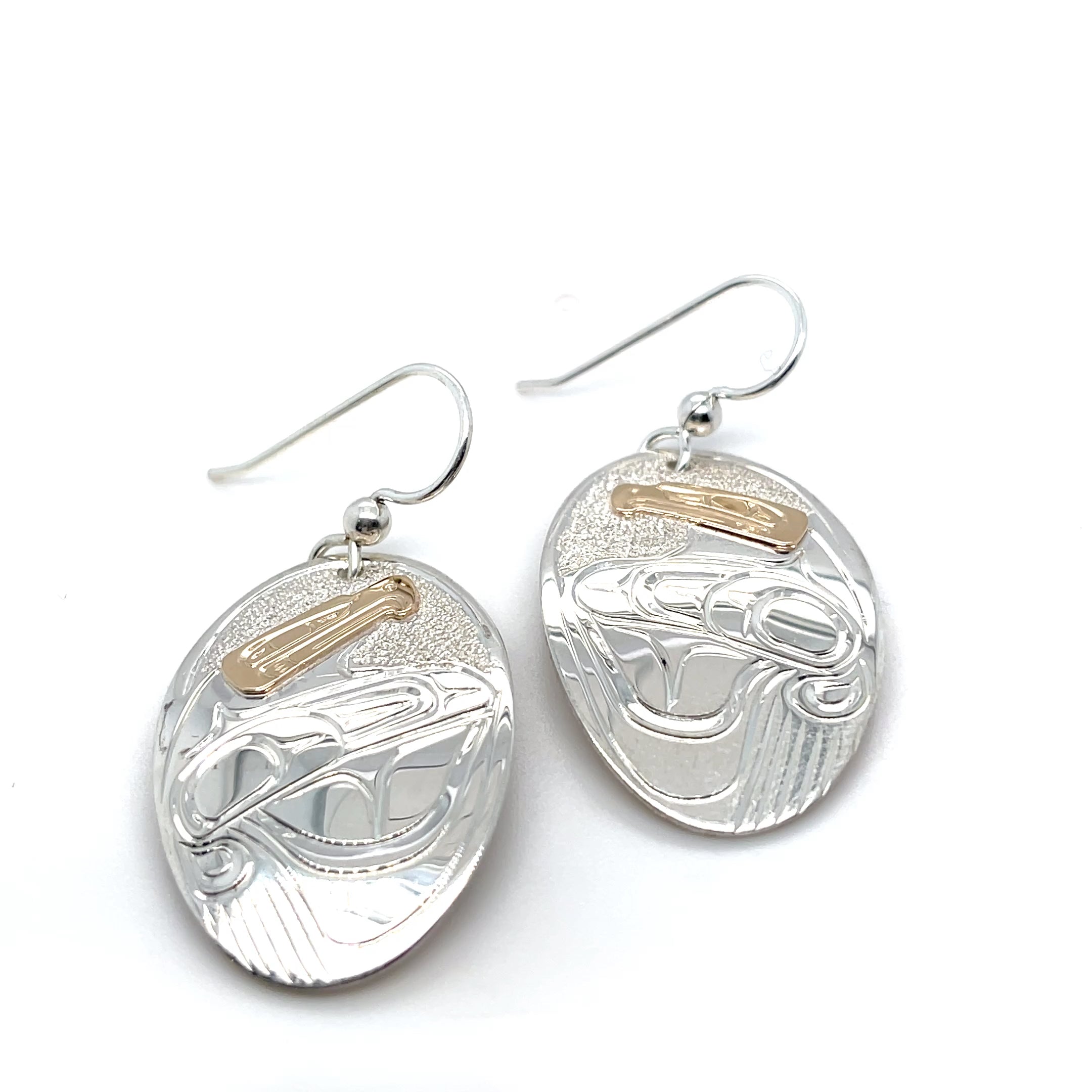 Earrings - Gold & Silver - Oval - Eagle