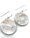Earrings - Gold & Silver - Oval - Hummingbirds