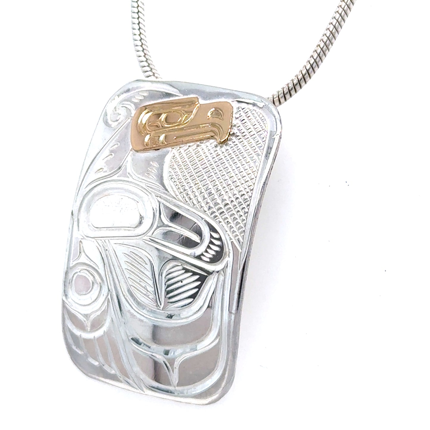 Pendant - Gold & Silver - Rectangle - Thunderbird