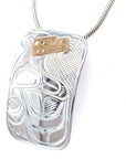 Pendant - Gold & Silver - Rectangle - Thunderbird