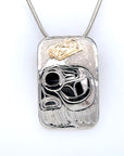 Pendant - Gold & Silver - Rectangle - Raven