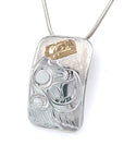 Pendant - Gold & Silver - Rectangle - Raven