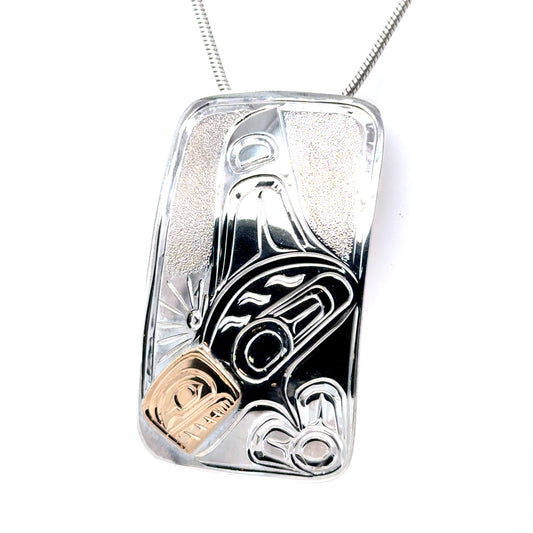 Pendant - Gold & Silver - Rectangle - Orca