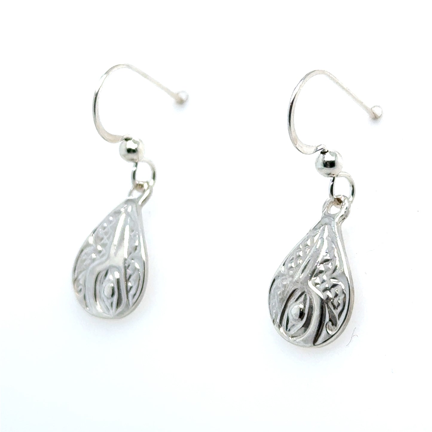 Earrings - Sterling Silver - Cast - Drop - Small - Teardrop - Hummingbird
