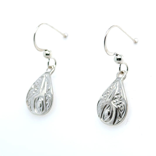 Earrings - Sterling Silver - Cast - Drop - Small - Teardrop - Hummingbird