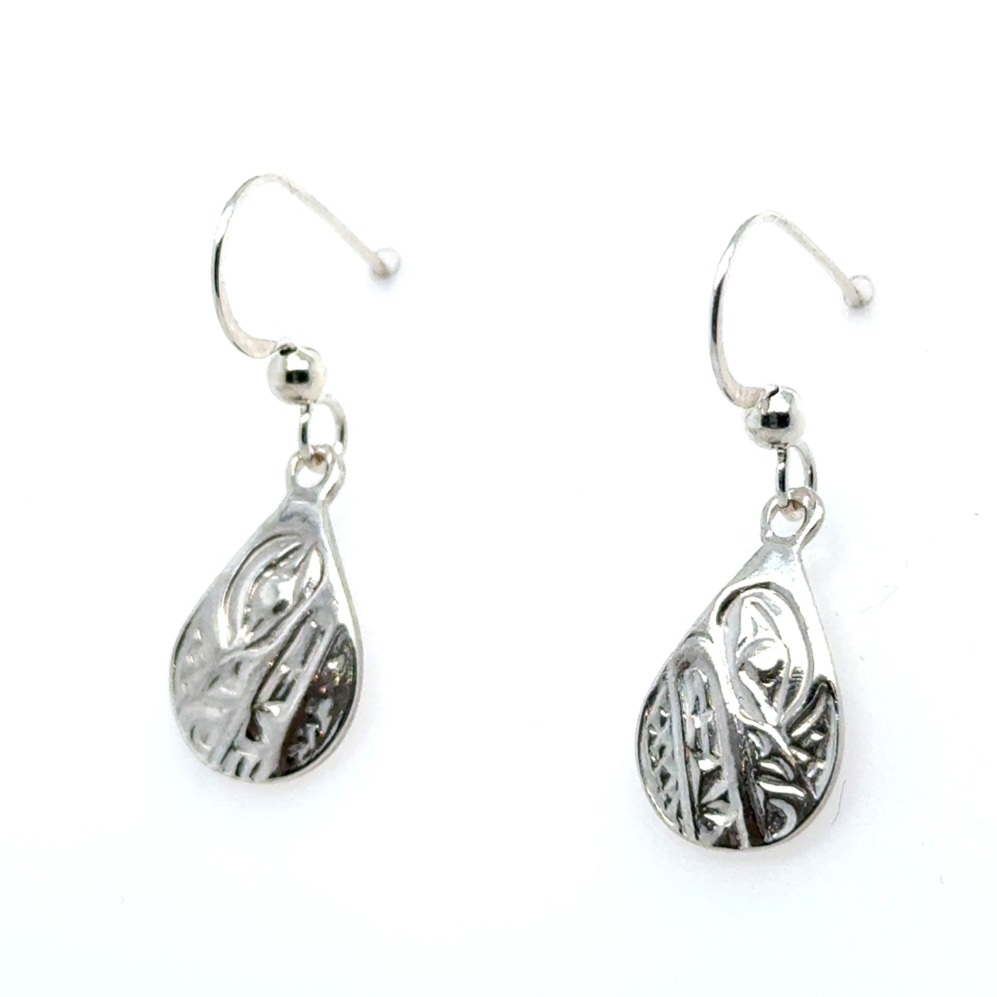 Earrings - Sterling Silver - Cast - Drop - Small - Teardrop - Wolf