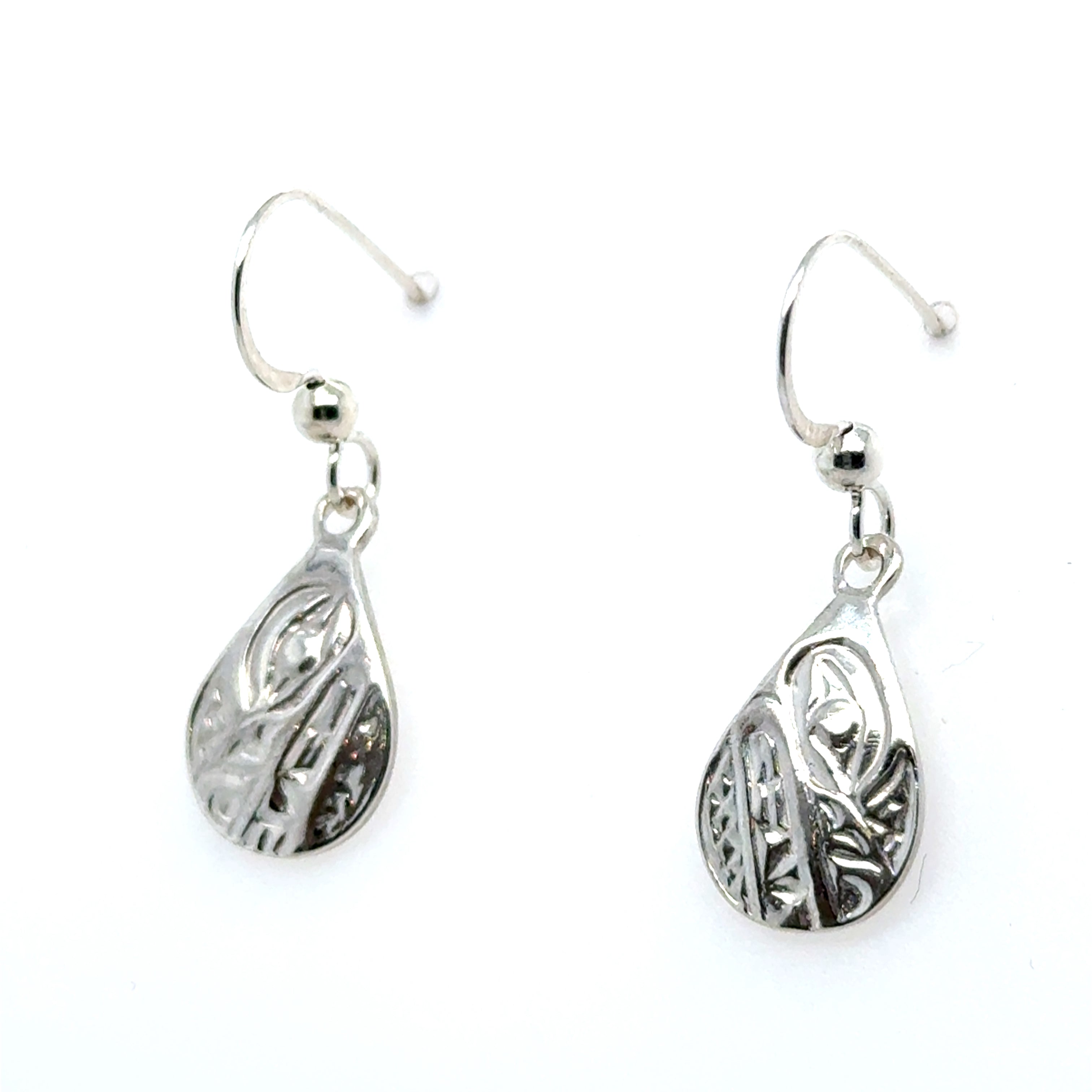 Earrings - Sterling Silver - Cast - Drop - Small - Teardrop - Wolf