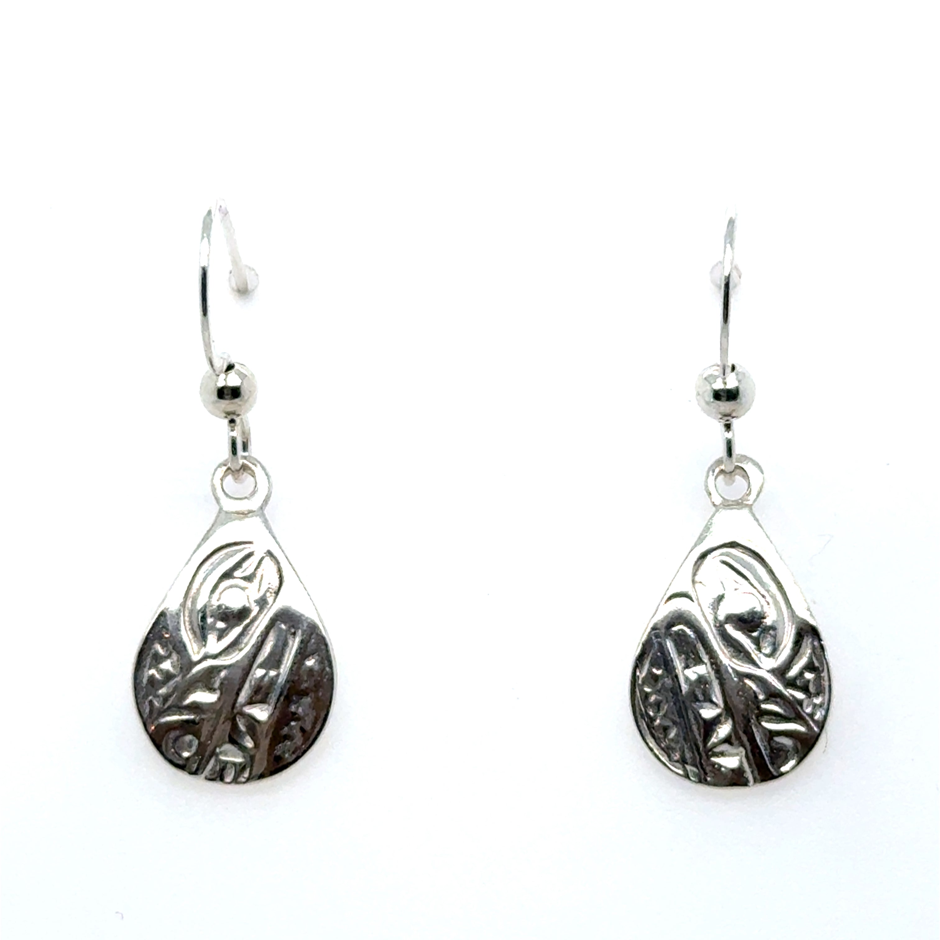 Earrings - Sterling Silver - Cast - Drop - Small - Teardrop - Wolf