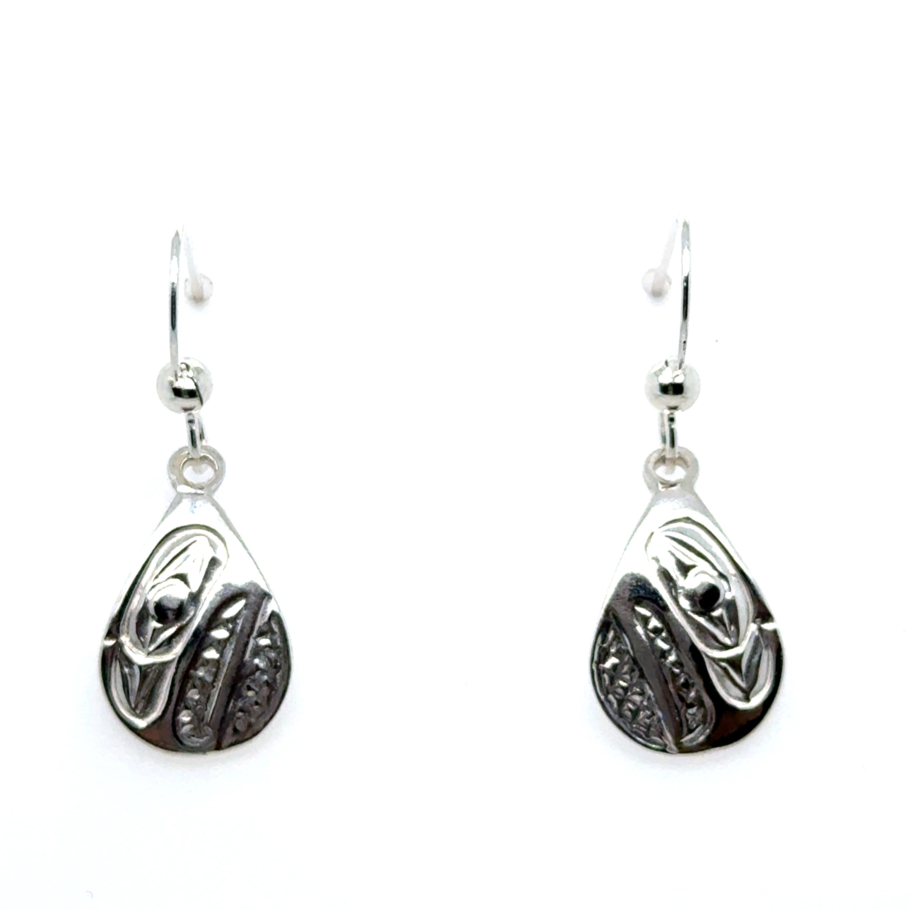 Earrings - Sterling Silver - Cast - Drop - Small - Teardrop - Raven