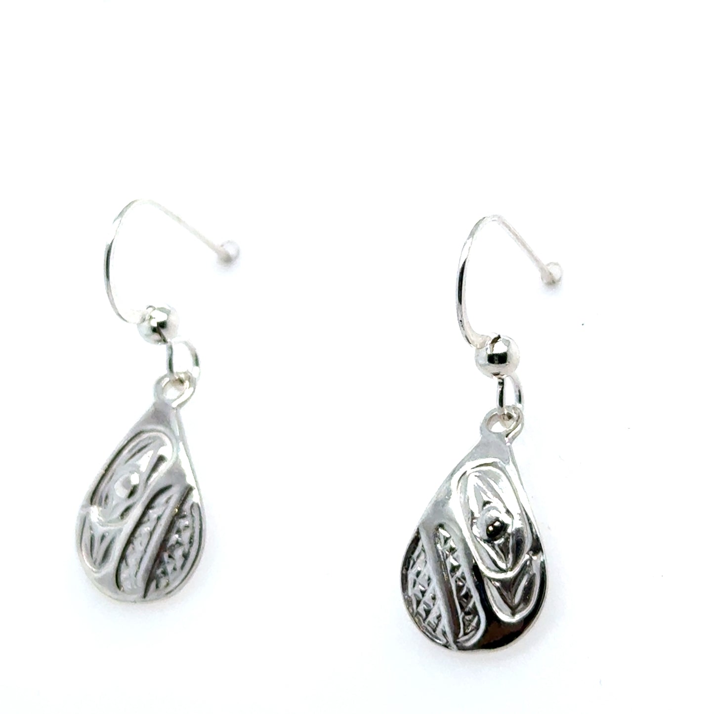 Earrings - Sterling Silver - Cast - Drop - Small - Teardrop - Raven