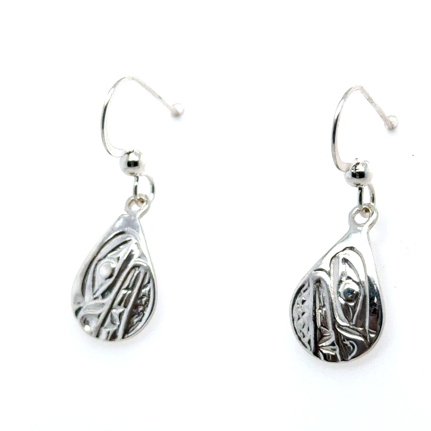 Earrings - Sterling Silver - Cast - Drop - Small - Teardrop - Bear