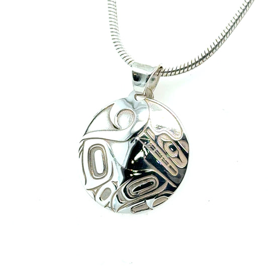 Pendant - Sterling Silver - Round - Wolf - Small - 20mm