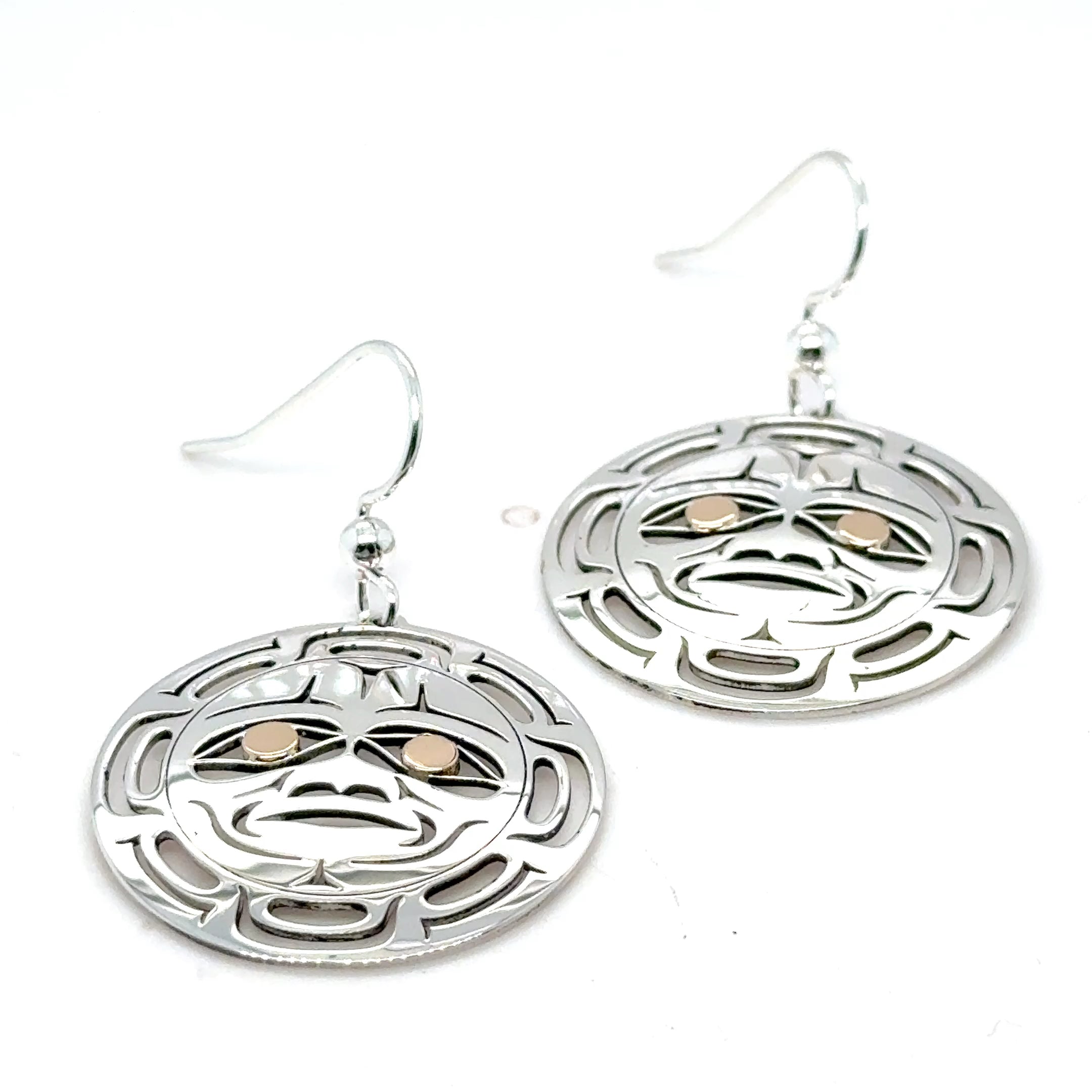 Earrings - Gold & Silver - Round - Moon