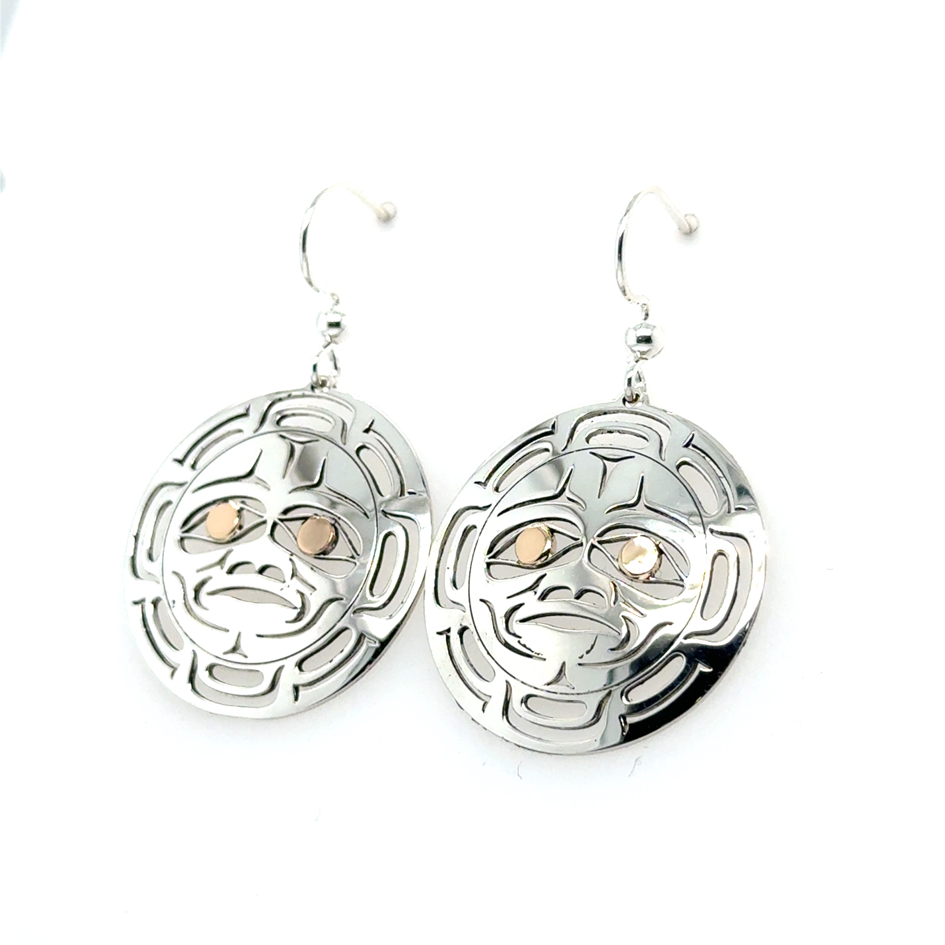 Earrings - Gold & Silver - Round - Moon