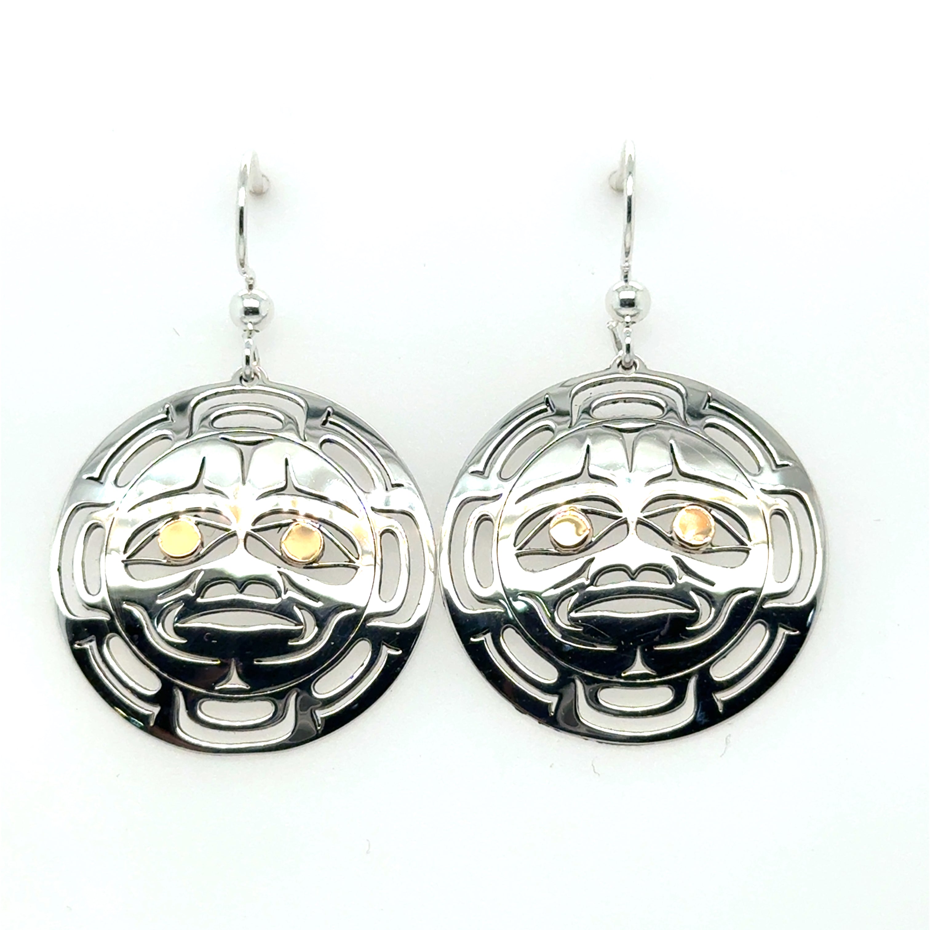 Earrings - Gold & Silver - Round - Moon