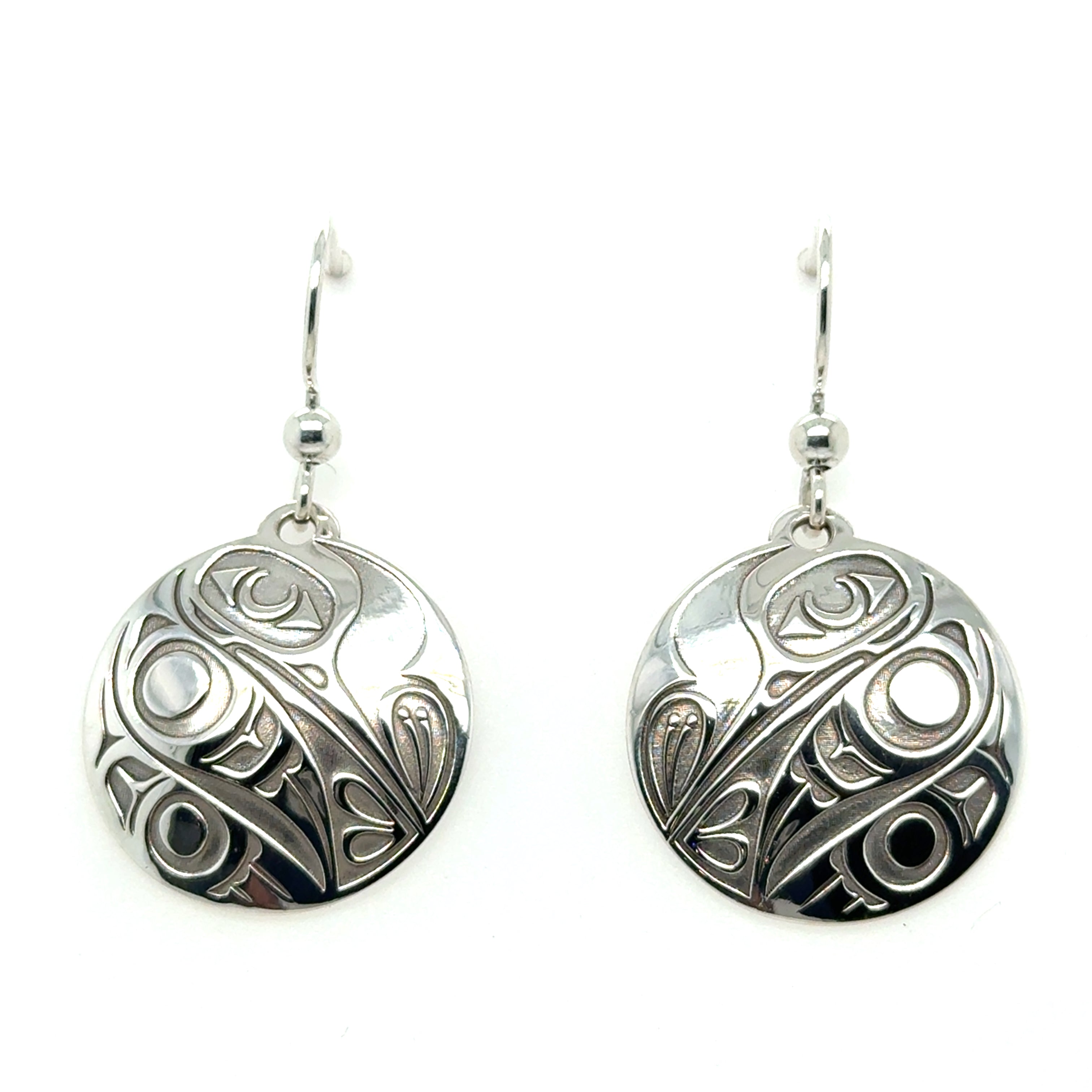 Earrings - Sterling Silver - Drop - Round - Hummingbird - Medium - 20mm