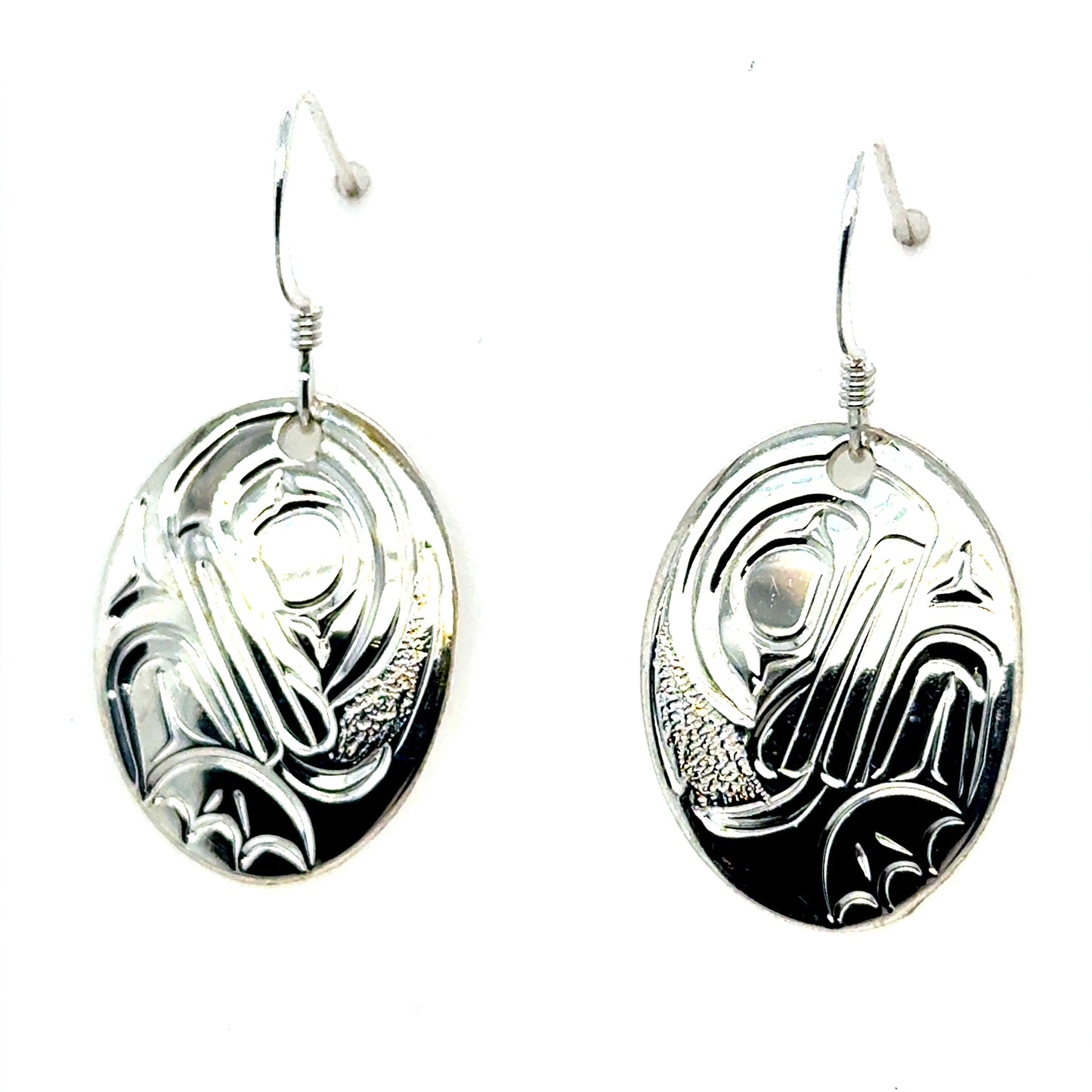 Earrings - Sterling Silver - Oval - Frog