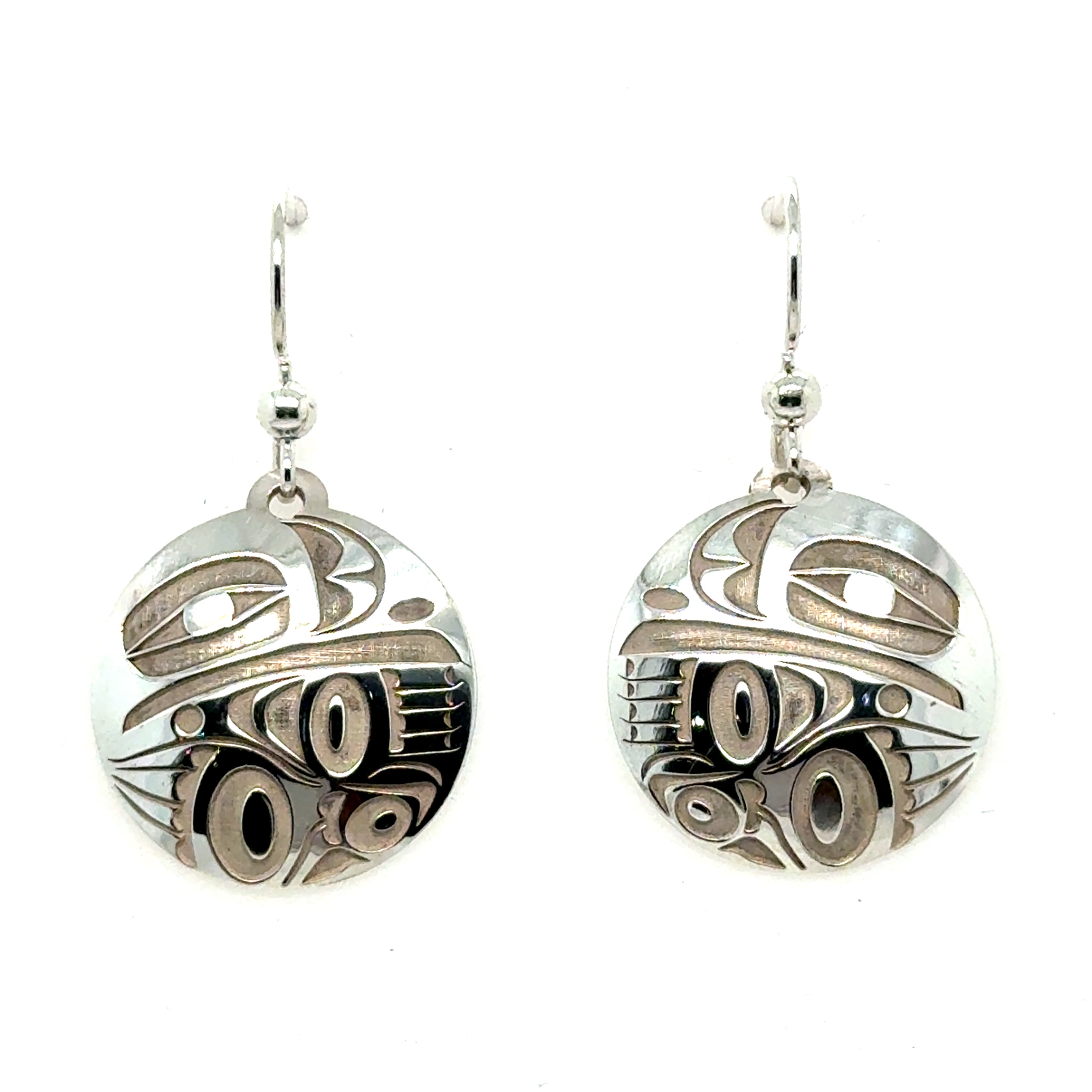 Earrings - Sterling Silver - Drop - Round - Raven - Medium - 20mm