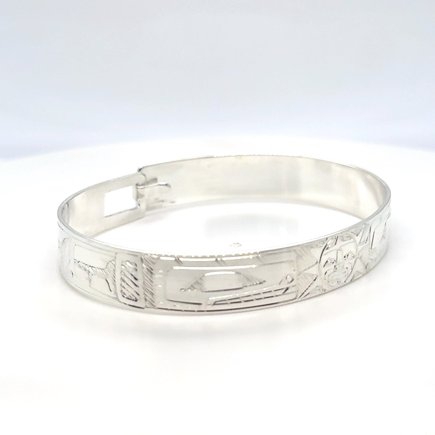Bangle - Sterling Silver - 3/8" - Orca Sun Orca - Shorter Length