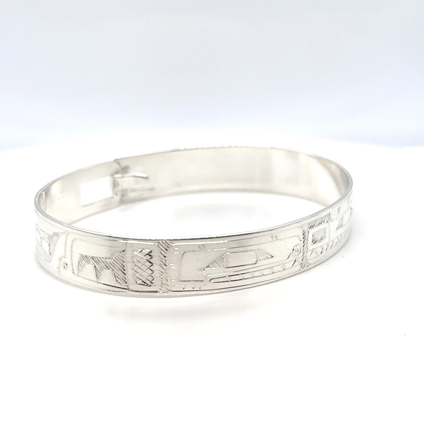 Bangle - Sterling Silver - 3/8" - Orca Bear - Shorter Length