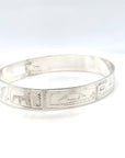 Bangle - Sterling Silver - 3/8" - Orca Bear - Shorter Length