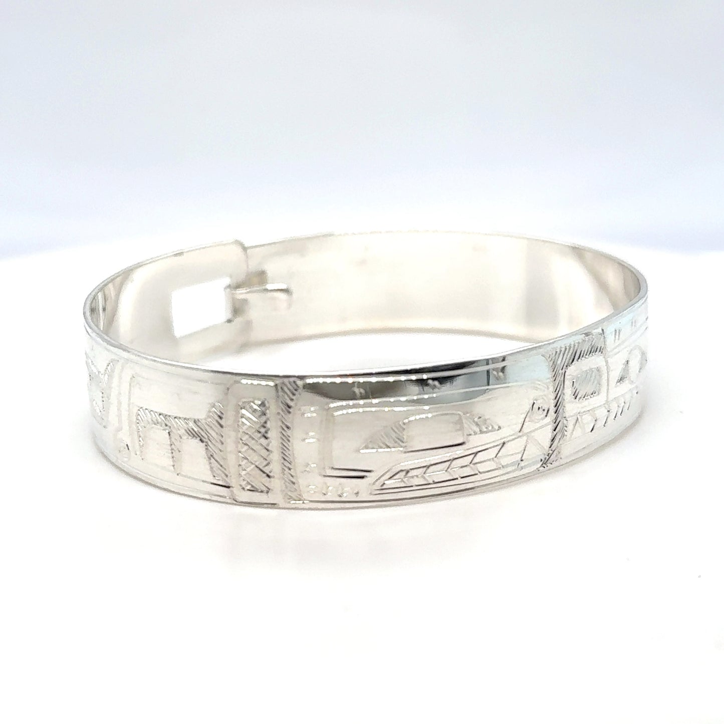 Bangle - Sterling Silver - 1/2" - Orca Bear - Shorter Length