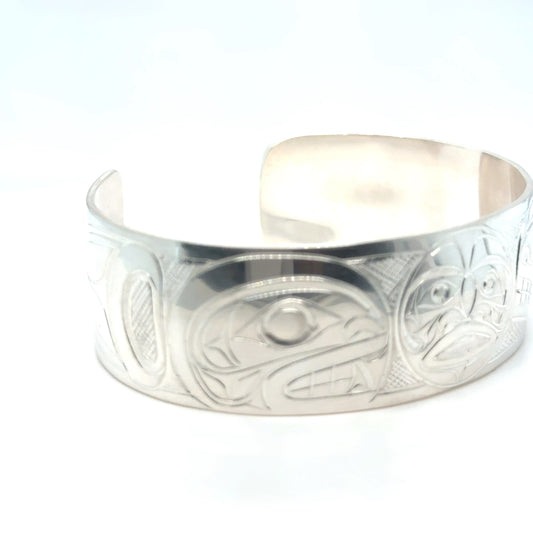 Bracelet - Sterling Silver - 3/4" - Orca Moon Orca - Shorter Length