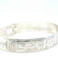 Bangle - Sterling Silver - 1/2" - Orca Moon Bear - Longer Length