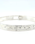 Bangle - Sterling Silver - 3/8" - Orca Bear - Longer Length