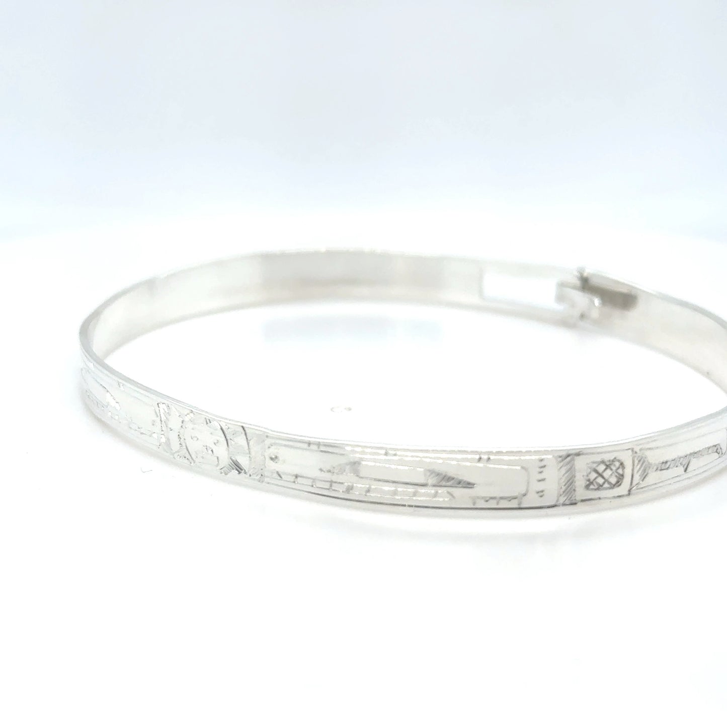 Bangle - Sterling Silver - 1/4" - Orca moon Orca - Longer Length