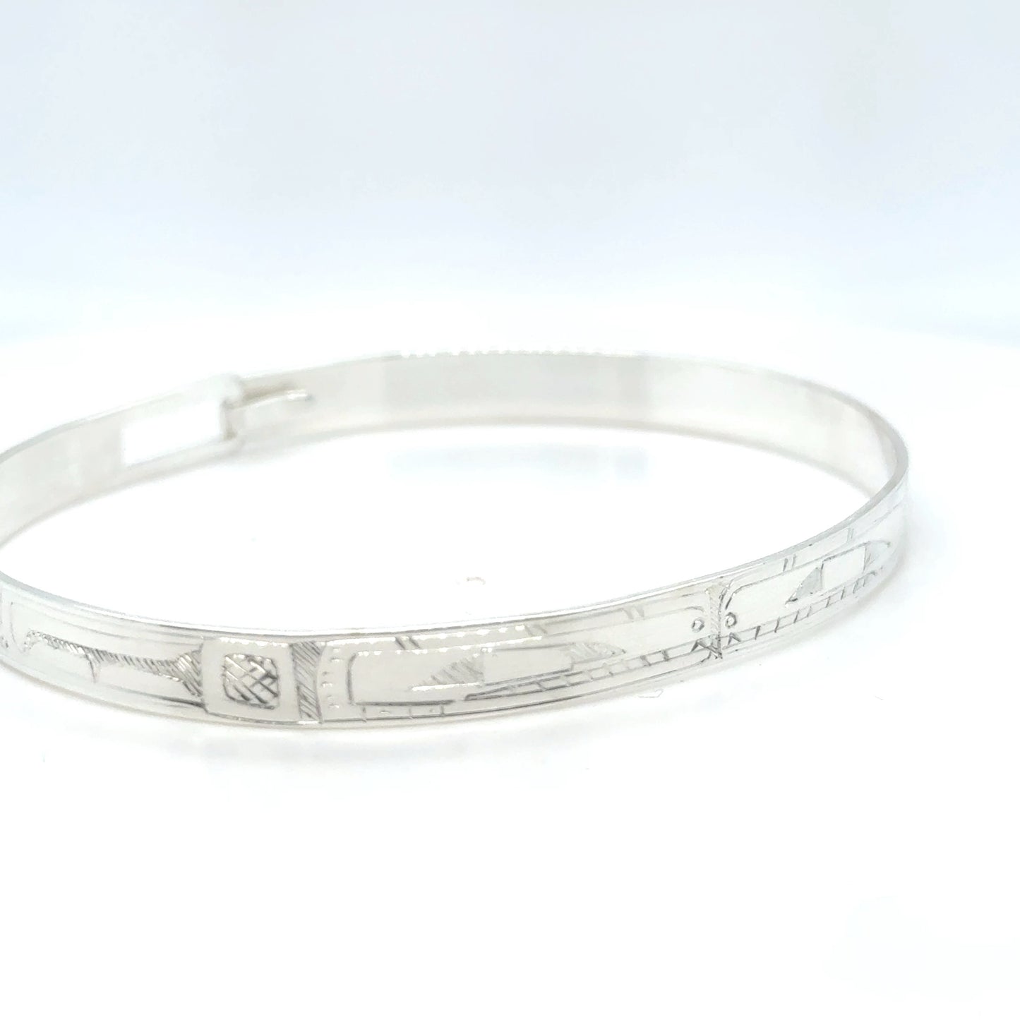 Bangle - Sterling Silver - 1/4" - Orcas - Longer Length