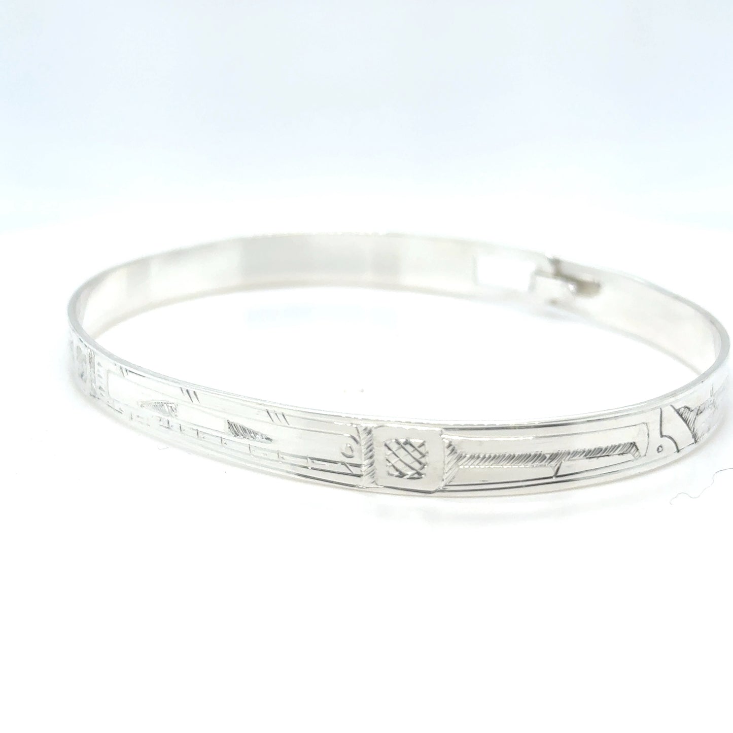 Bangle - Sterling Silver - 1/4" - Orca - Longer Length