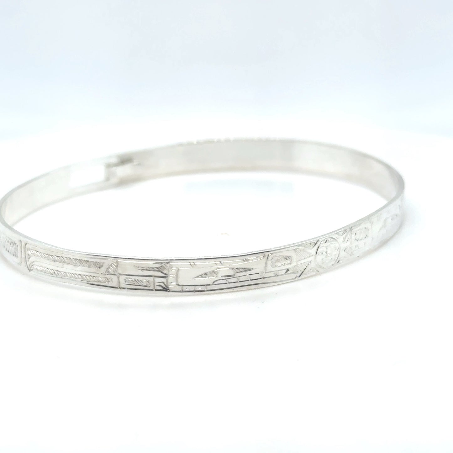 Bangle - Sterling Silver - 1/4" - Bear Sun Bear - Longer Length