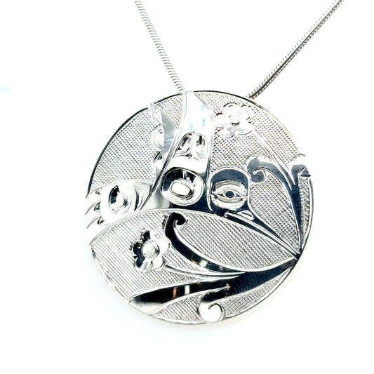 Pendant - Sterling Silver - Round - Hummingbird - XL - 45mm