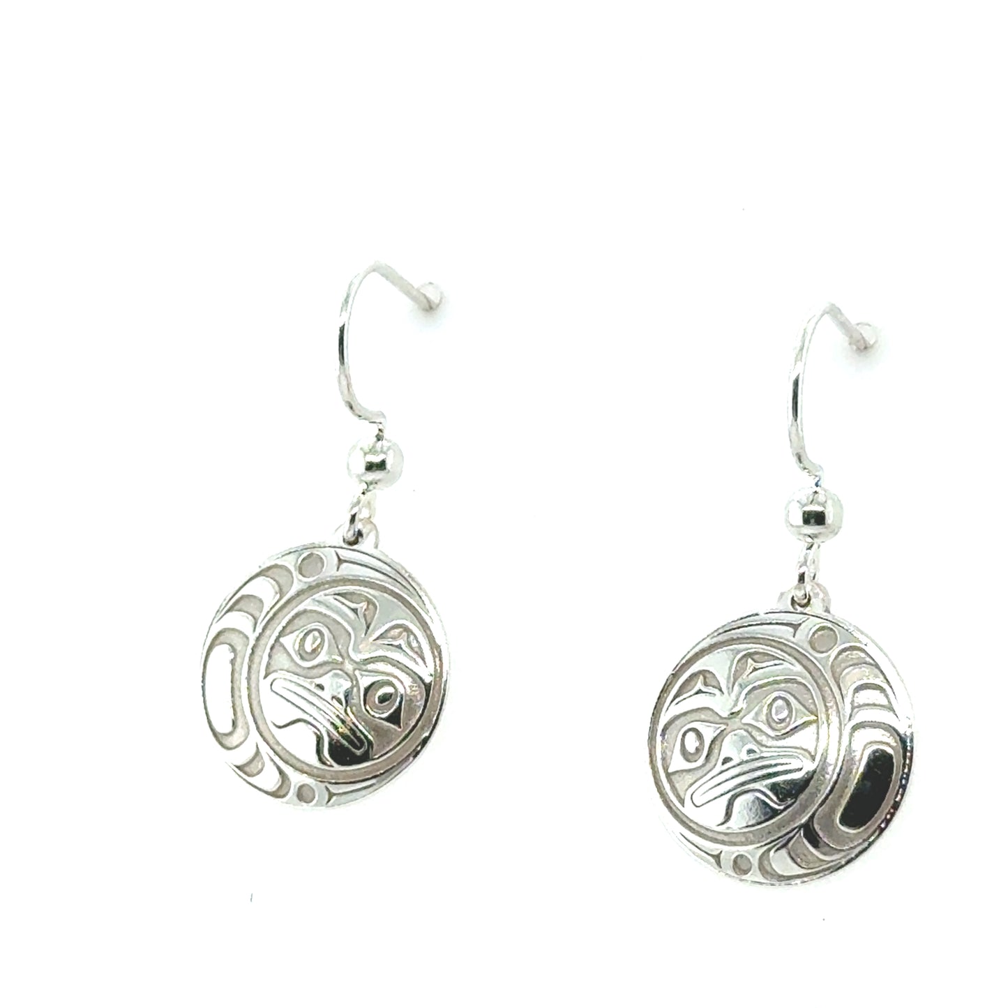 Earrings - Sterling Silver - Drop - Round - Moon - Small - 15mm