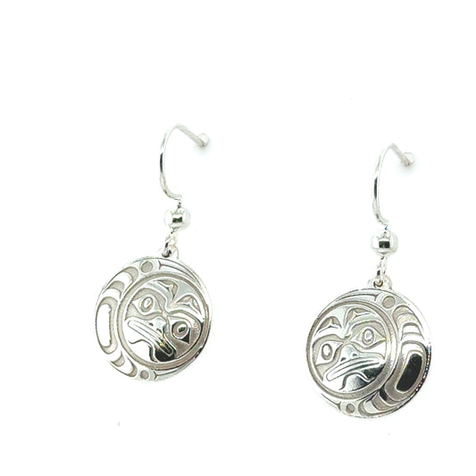 Earrings - Sterling Silver - Drop - Round - Moon - Small - 15mm
