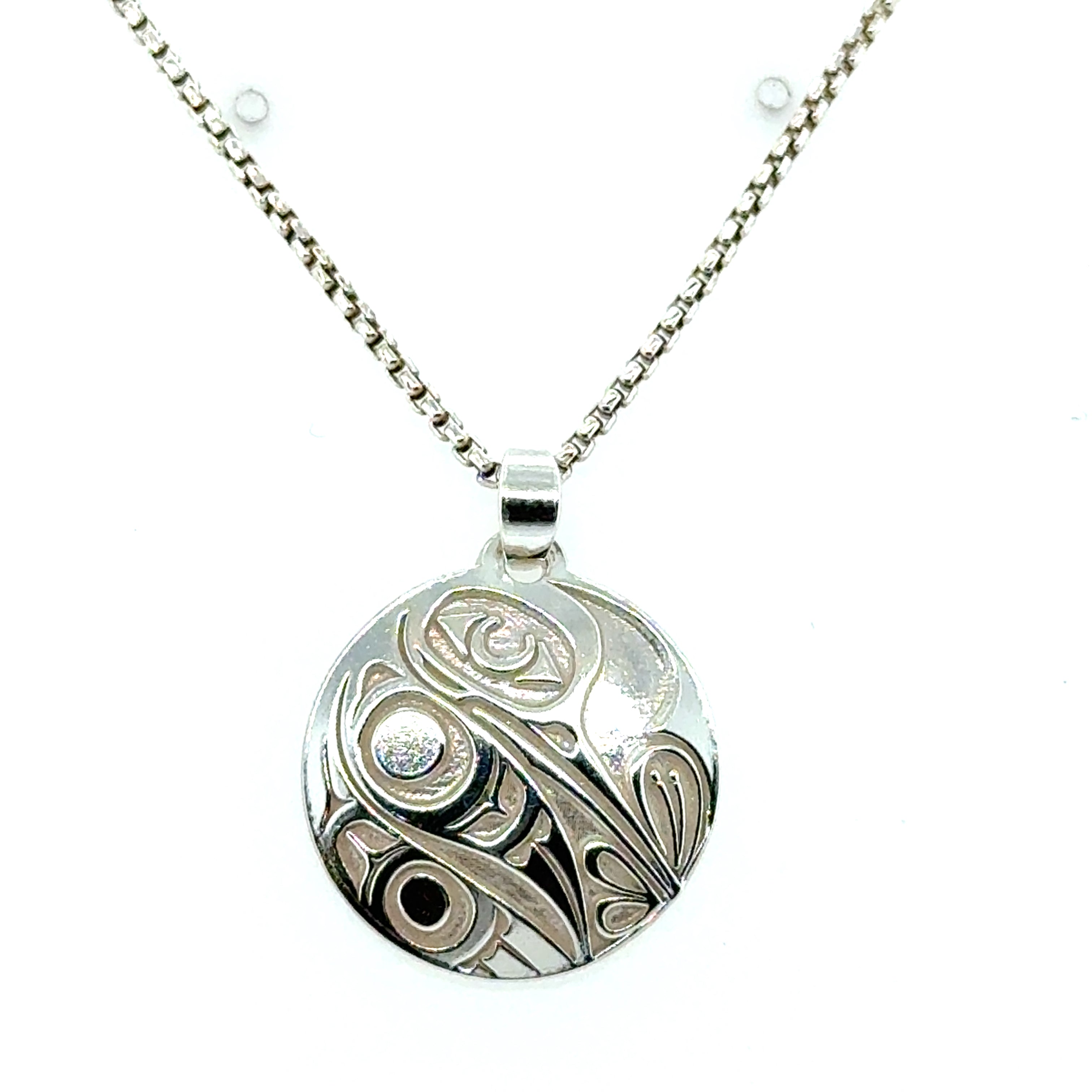 Pendant - Sterling Silver - Round - Hummingbird - Small - 20mm
