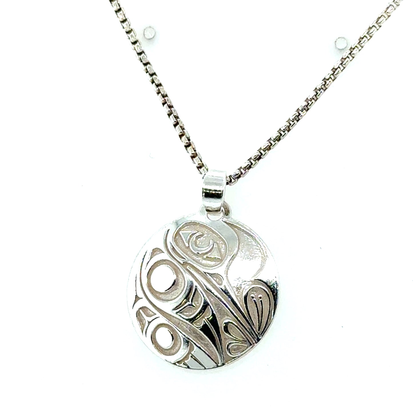 Pendant - Sterling Silver - Round - Hummingbird - Small - 20mm